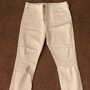 Distressed White Cello Jeans